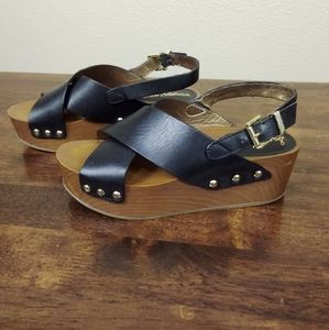 Sam Edelman Bentlee Leather Platform Clogs Size 7